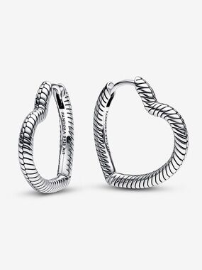 Pandora Moments Heart Charm Hoop Earrings
